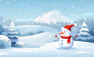 冬天白雪覆盖寒冷唯美雪景小寒插画背景