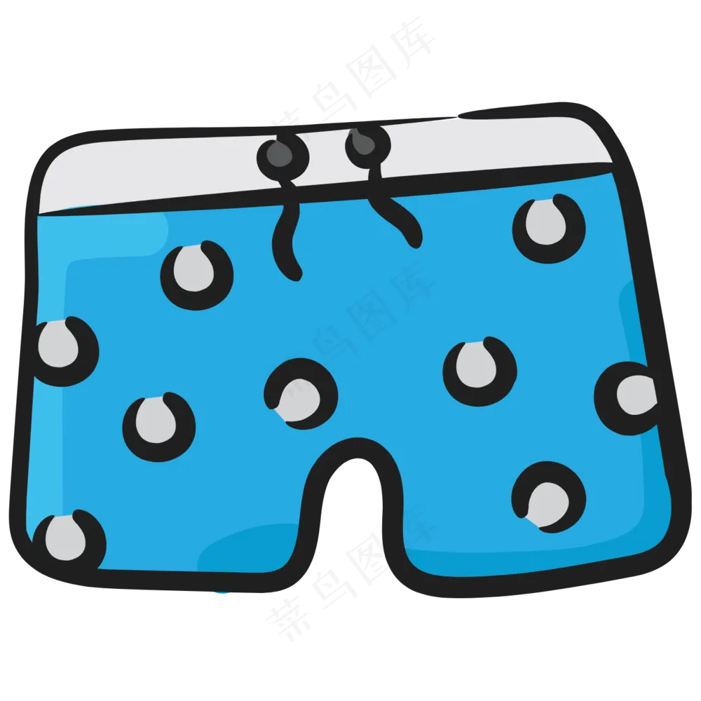 蓝色游泳短裤 手绘简笔画