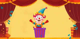 卡通插画马戏团小丑搞怪娱乐快乐表演愚人节插画背景