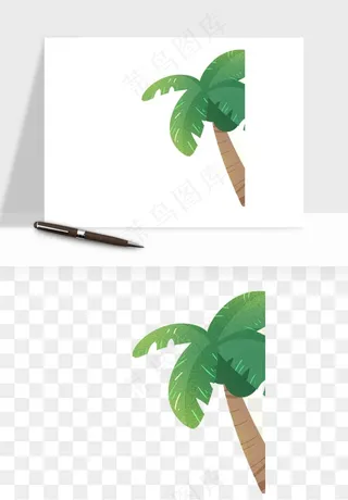 卡通沙滩椰子树png免抠