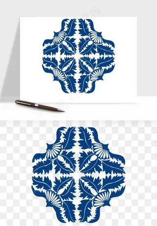 青花瓷花纹花卉图案png免抠