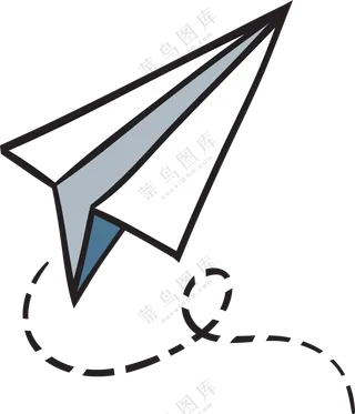 虚线拖曳轨迹的纸飞机免抠图片素材