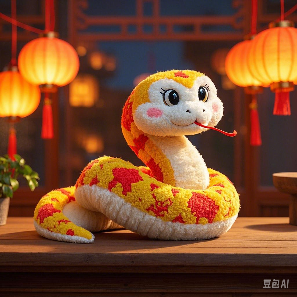 春节蛇年 可爱毛绒蛇生成 