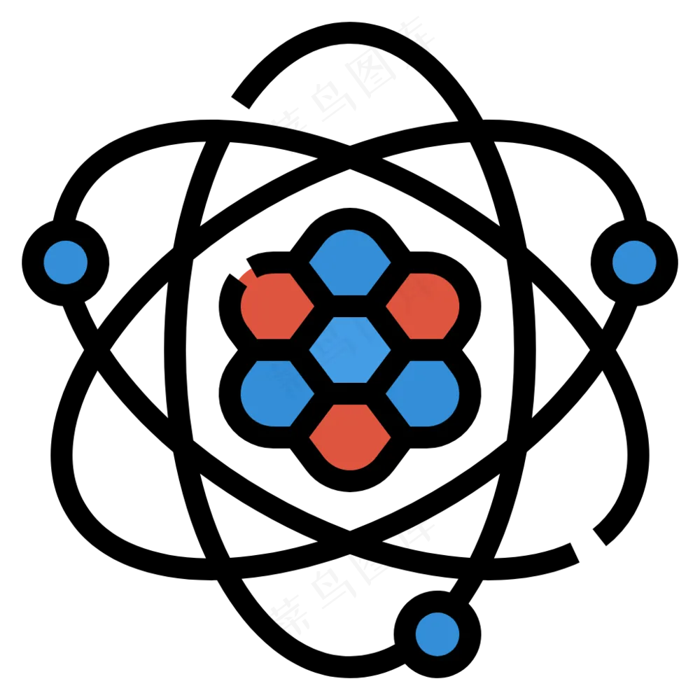 原子 离子 电子 科学符号 线性彩色图标