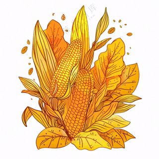 秋天黄色树叶卡通插画免抠