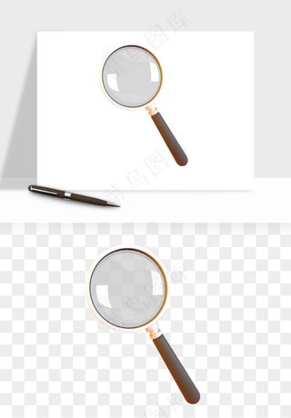 手绘放大镜镜片png免抠