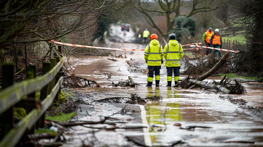 洪水自然灾害防洪预警摄影图