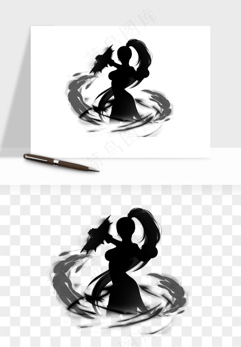 水墨江湖侠客武侠剪影png免抠