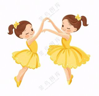 跳舞的女孩芭蕾舞舞蹈卡通插画免抠