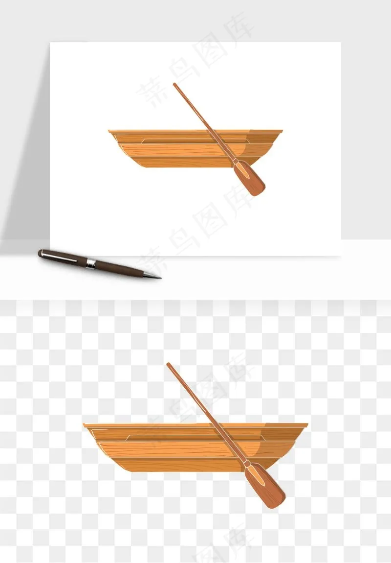 手绘木船小船png免抠