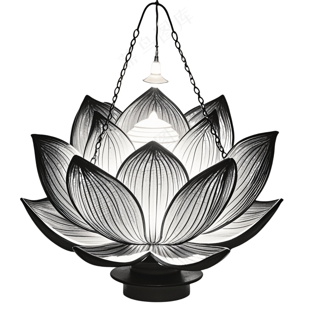 黑白莲花灯免抠图中元节
