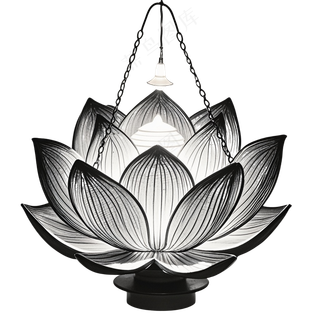 黑白莲花灯免抠图中元节