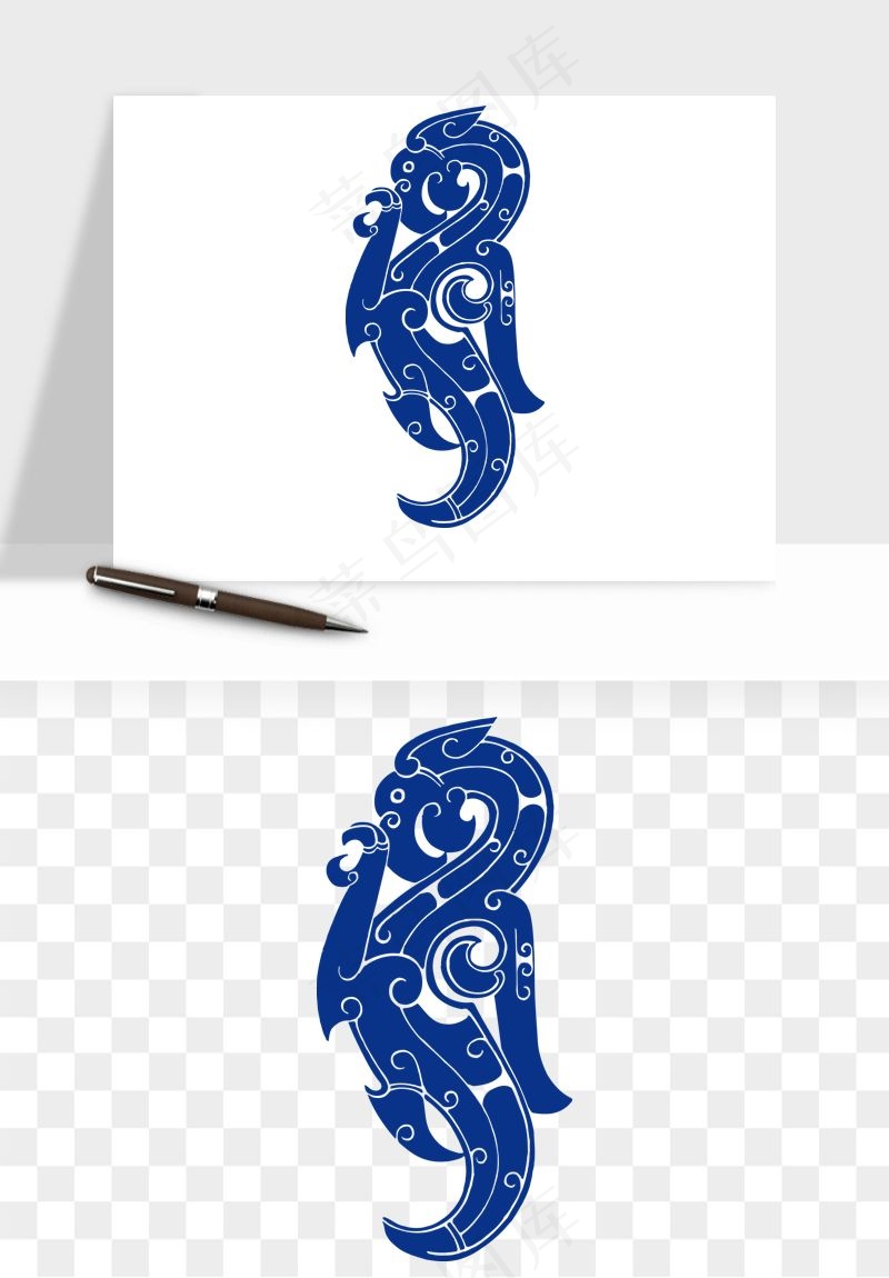 青花瓷花纹花卉图案png免抠