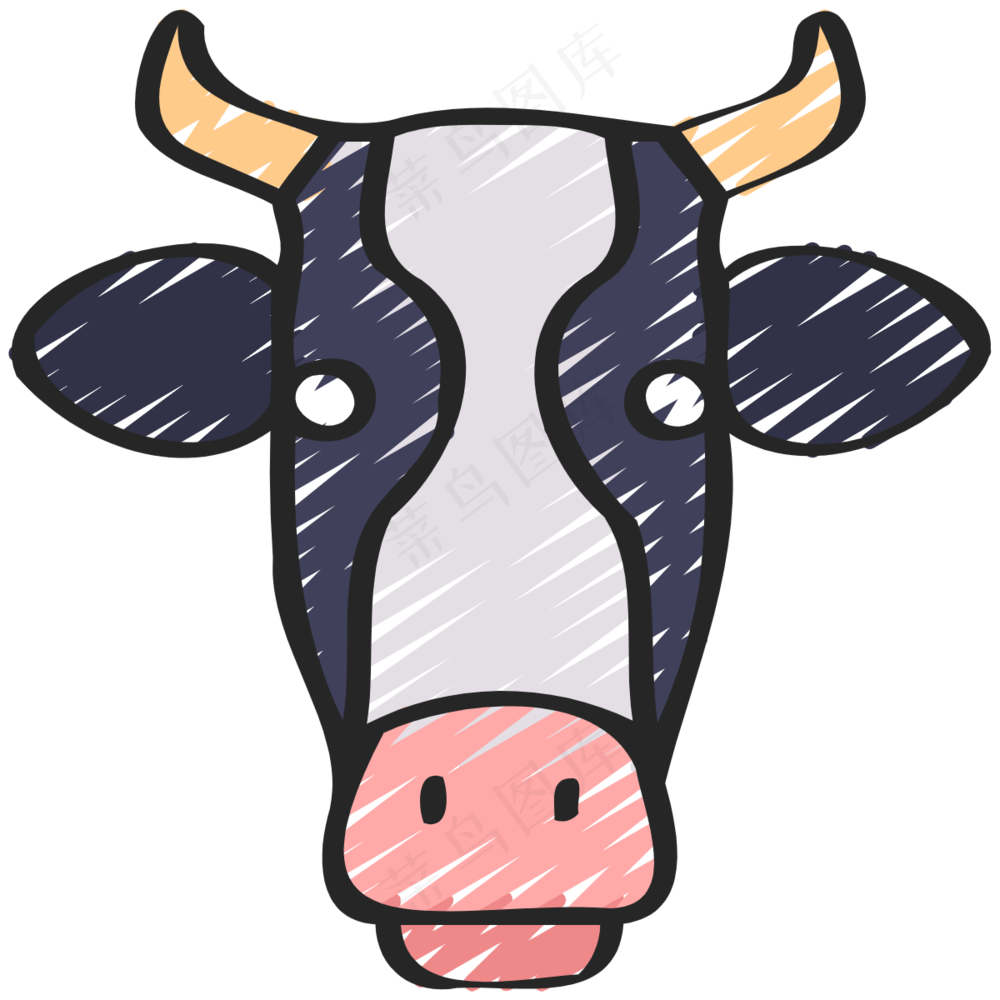 奶牛 铅笔手绘图标icon