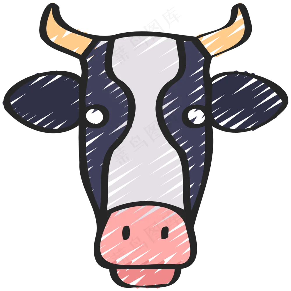 奶牛 铅笔手绘图标icon