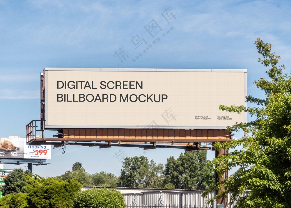 街头海报灯箱城市公路广告牌vi效果图PS模板02
