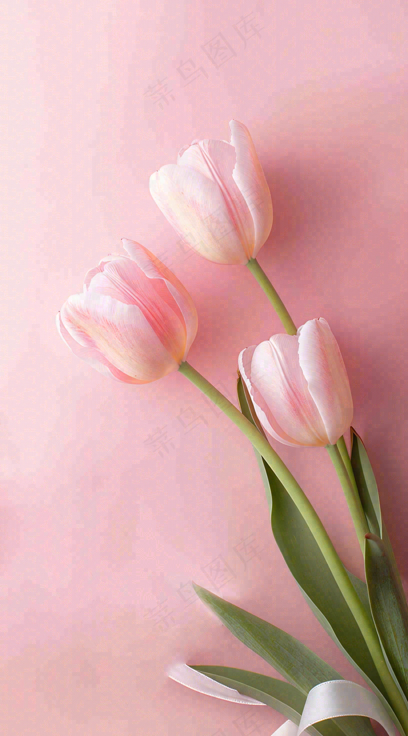 粉色郁金香花束母亲节送花摄影图