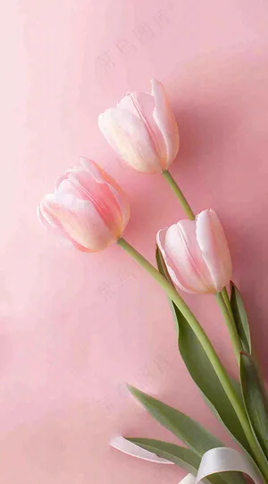 粉色郁金香花束母亲节送花摄影图