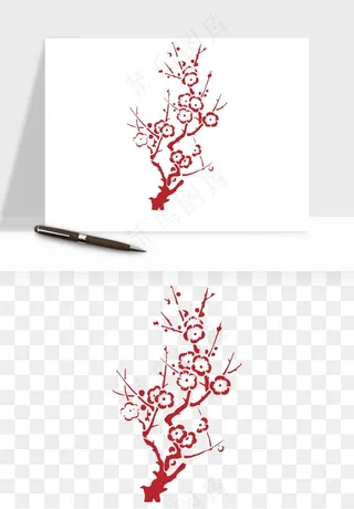 传统剪纸植物花卉png免抠