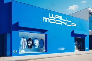 商场超市外墙门店门头招牌贴图海报店铺店招橱窗logo样机-14