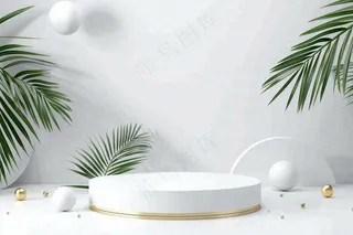 美妆护肤3d展台清新背景