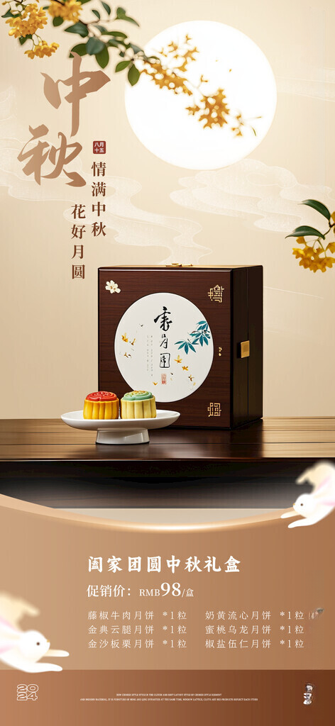 月饼礼盒 中秋礼品中秋饼盒海报