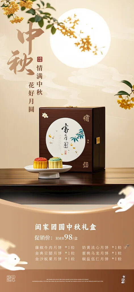 月饼礼盒 中秋礼品中秋饼盒海报