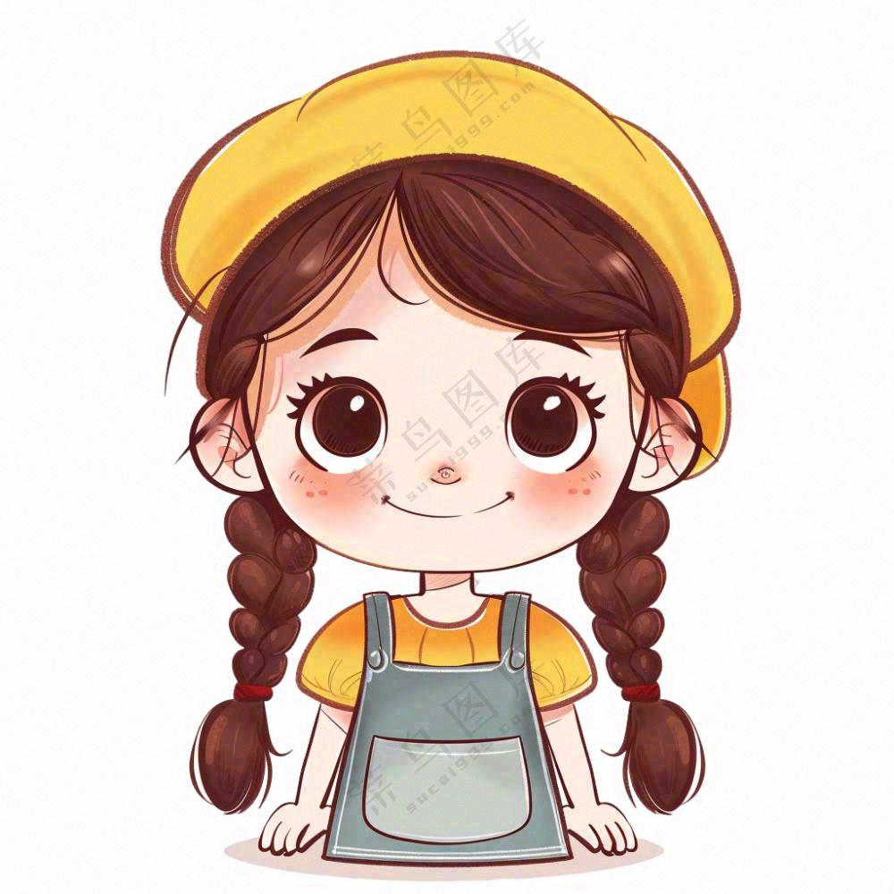 女孩学生人物卡通插画免抠