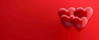 红色爱心浪漫情人节七夕立体爱心气球背景