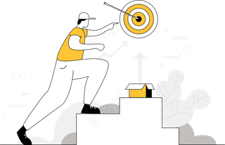 达成目标 获得成功 黄色扁平商务插画
