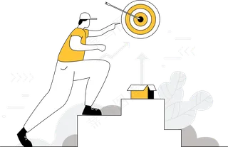 达成目标 获得成功 黄色扁平商务插画