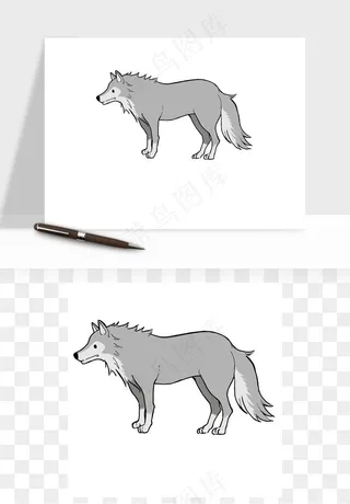 手绘狼嚎狼动物矢量