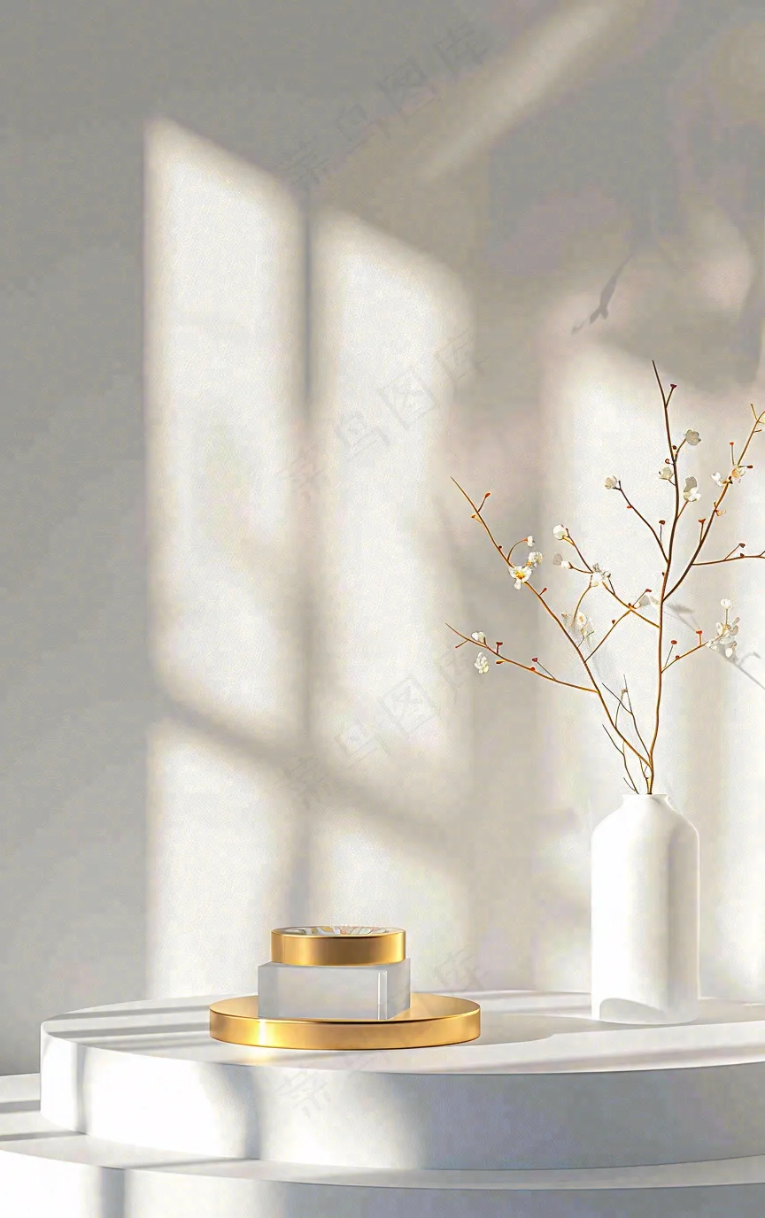 美妆护肤3d展台清新背景