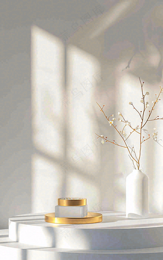 美妆护肤3d展台清新背景