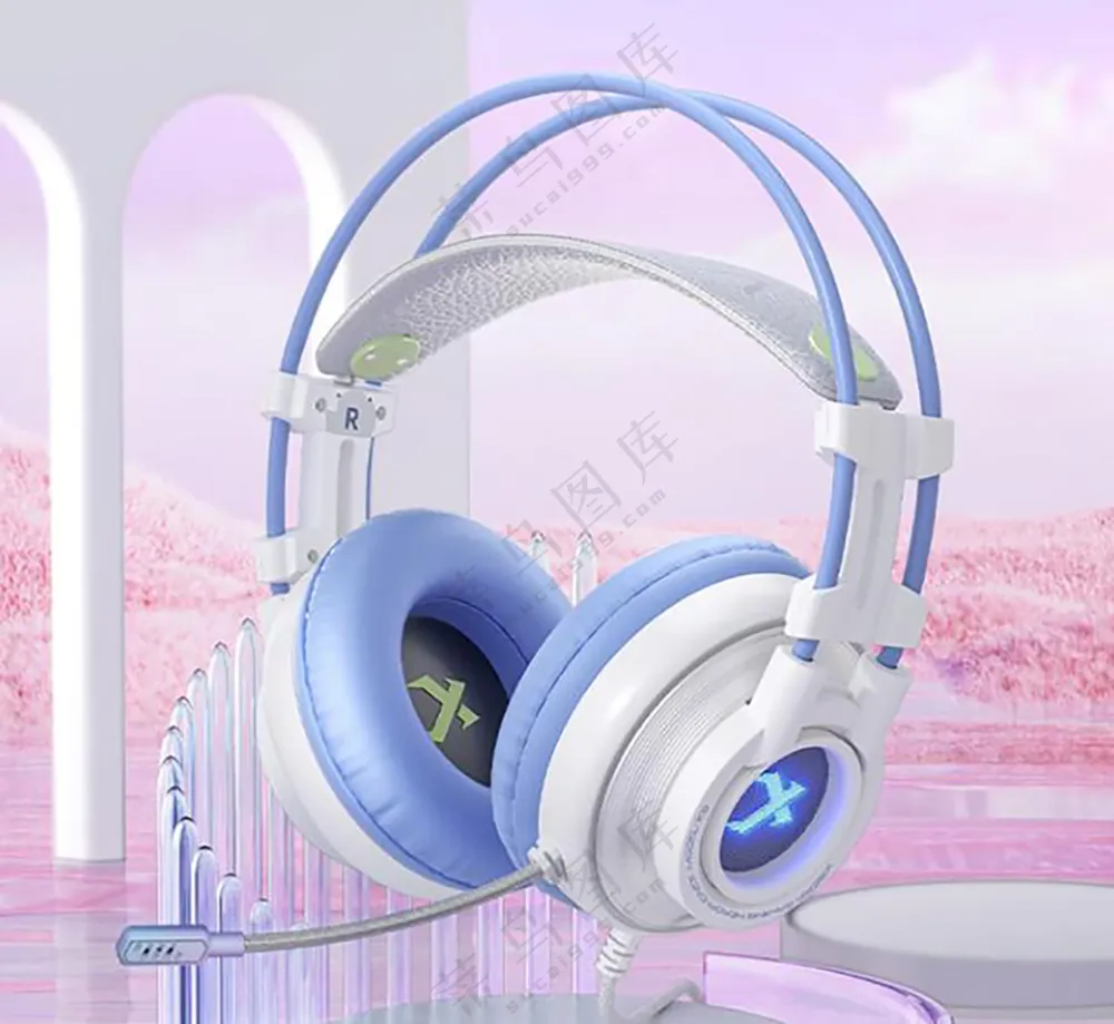 多巴胺可爱风头戴式耳机样机