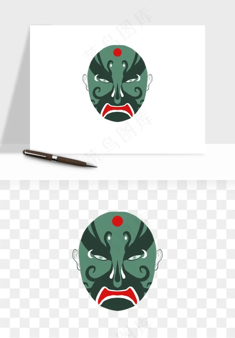 手绘戏剧脸谱卡通面具png免抠