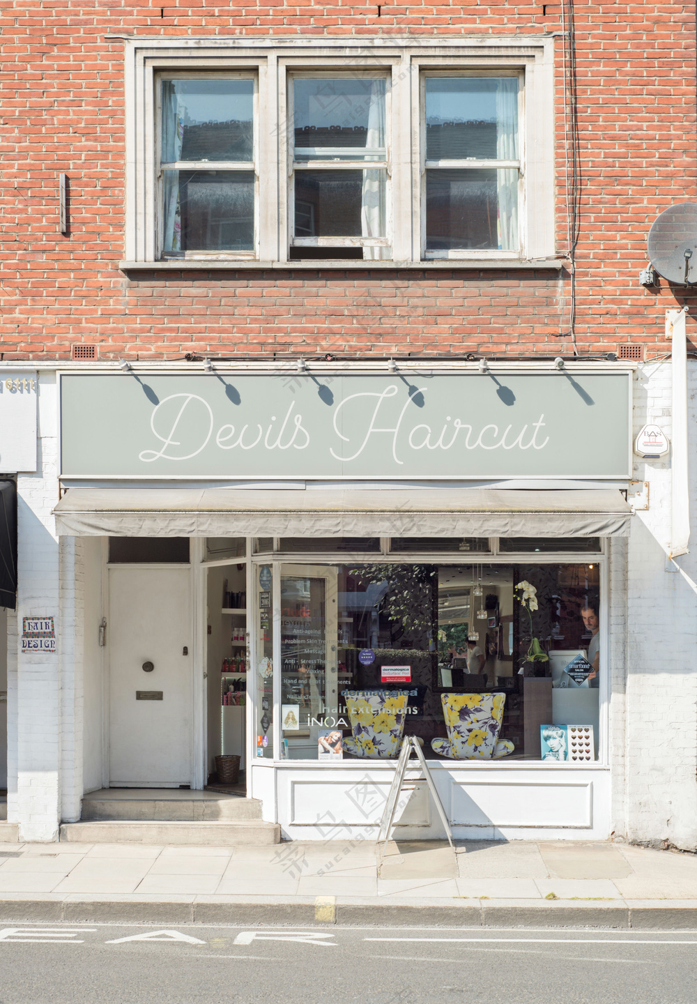 咖啡店铺招牌样机户外门头log标志模板-19