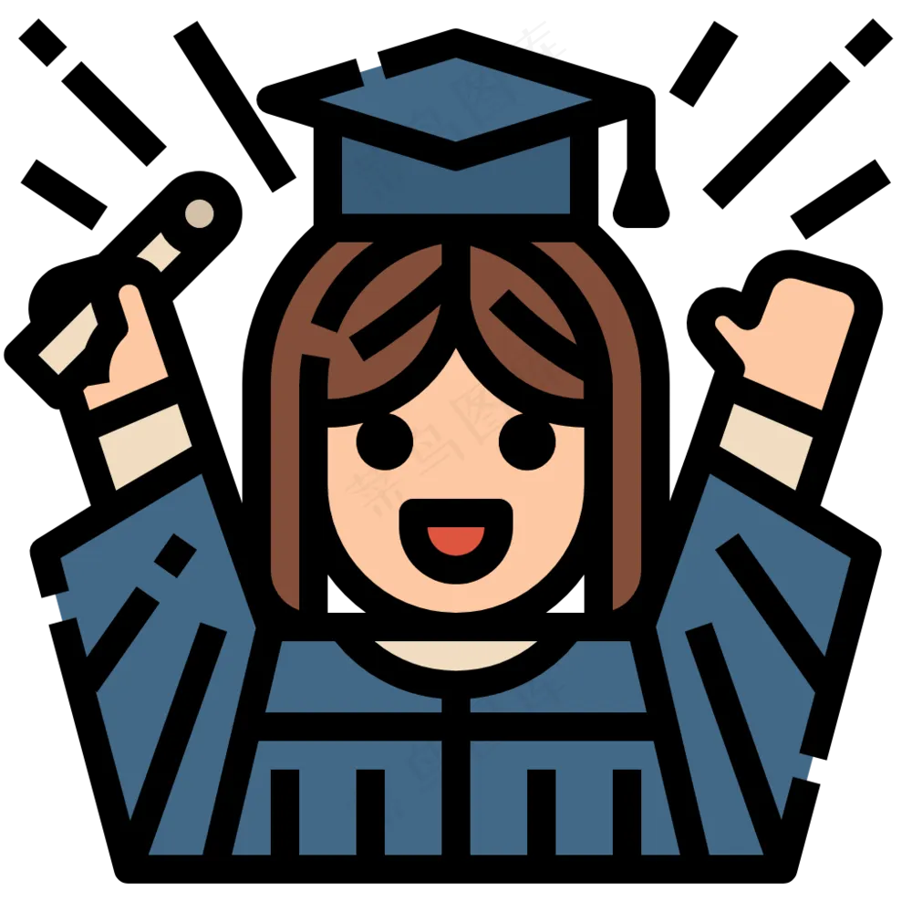 女生开心毕业 获得学位 大学毕业