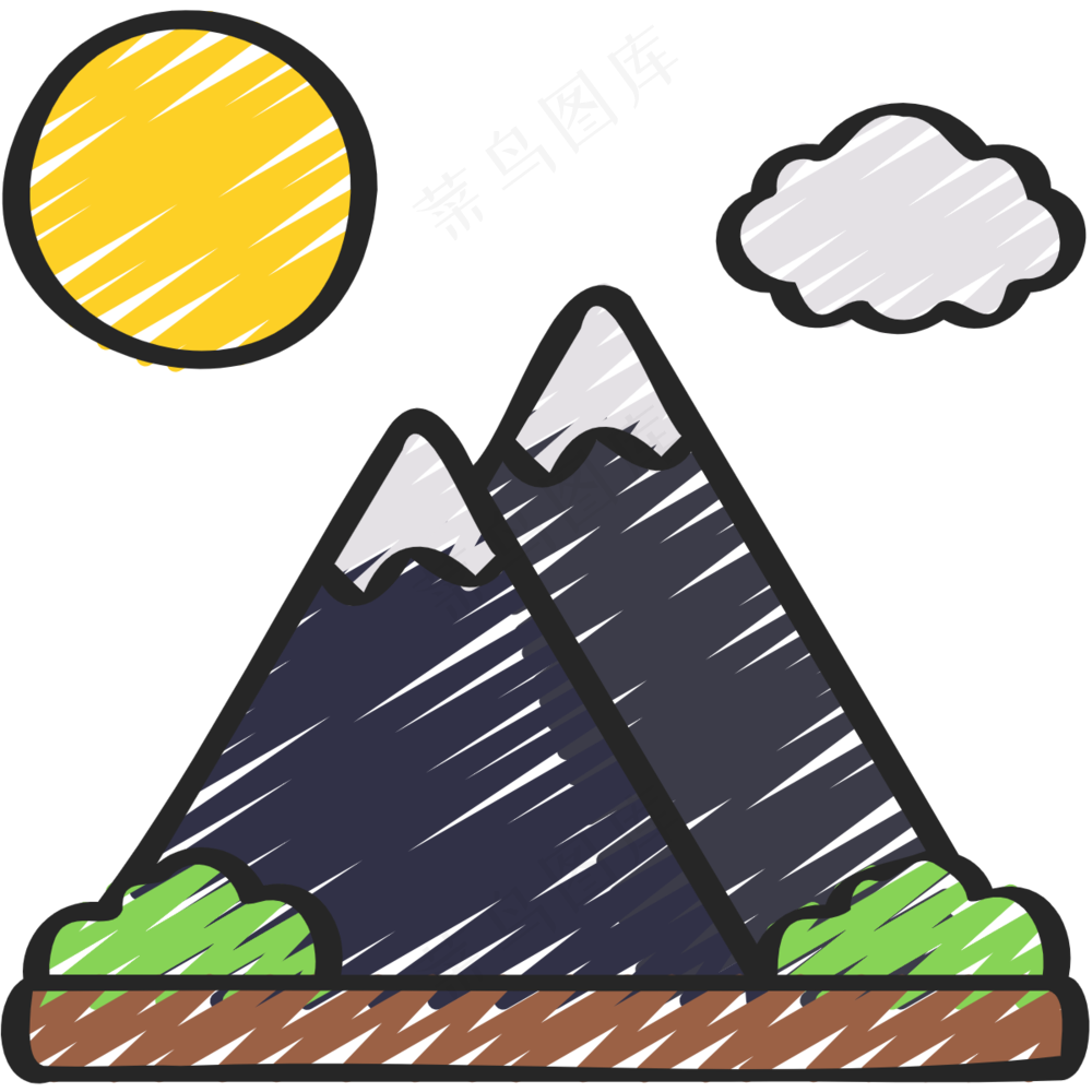 山峰 风景 铅笔手绘图标icon