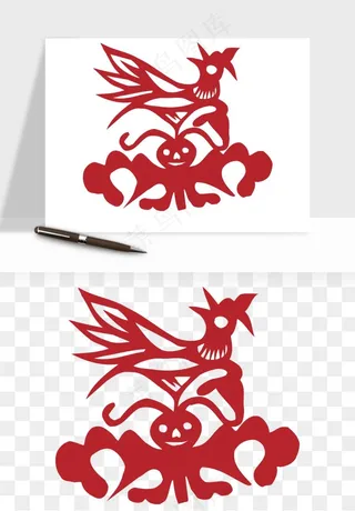传统花鸟动物剪纸png免抠