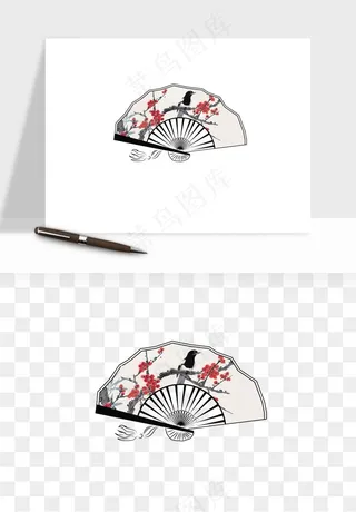 古风扇子元素png免抠