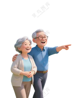 老年夫妇3D卡通人物1