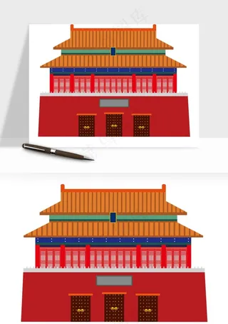 国潮风古建筑古楼古塔鼓楼ai,png免抠图