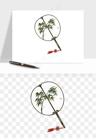 古风扇子元素png免抠