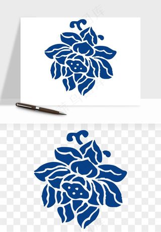青花瓷花纹花卉图案png免抠