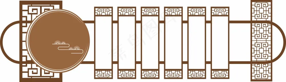 中式文化墙文化廊矢量素材