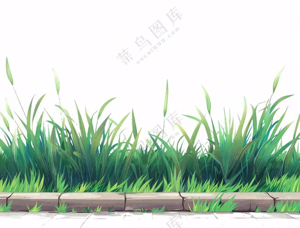 草坪草堆杂草植物免抠
