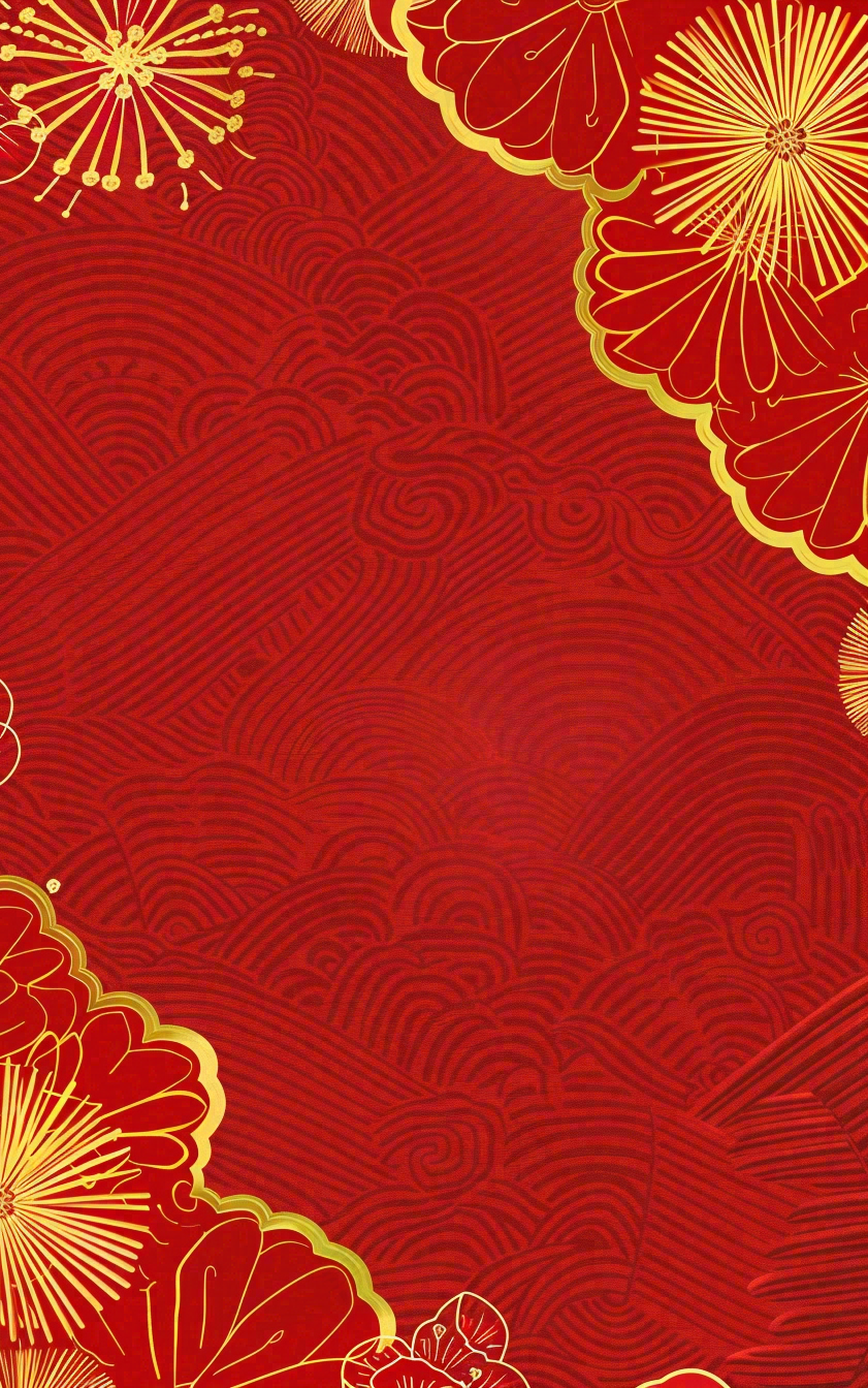 中国风红色祥云新年喜庆元旦插画背景