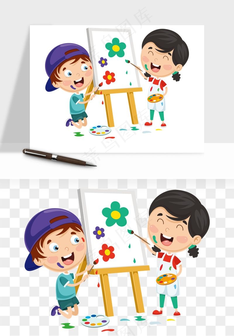 手绘画画少儿兴趣班png免抠