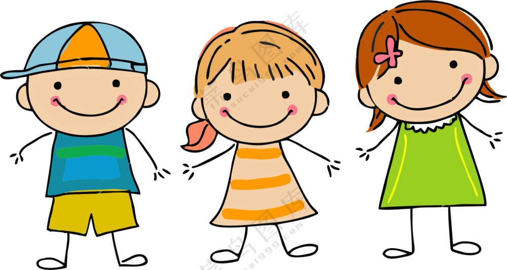 手绘卡通效果儿童人物免抠图片素材